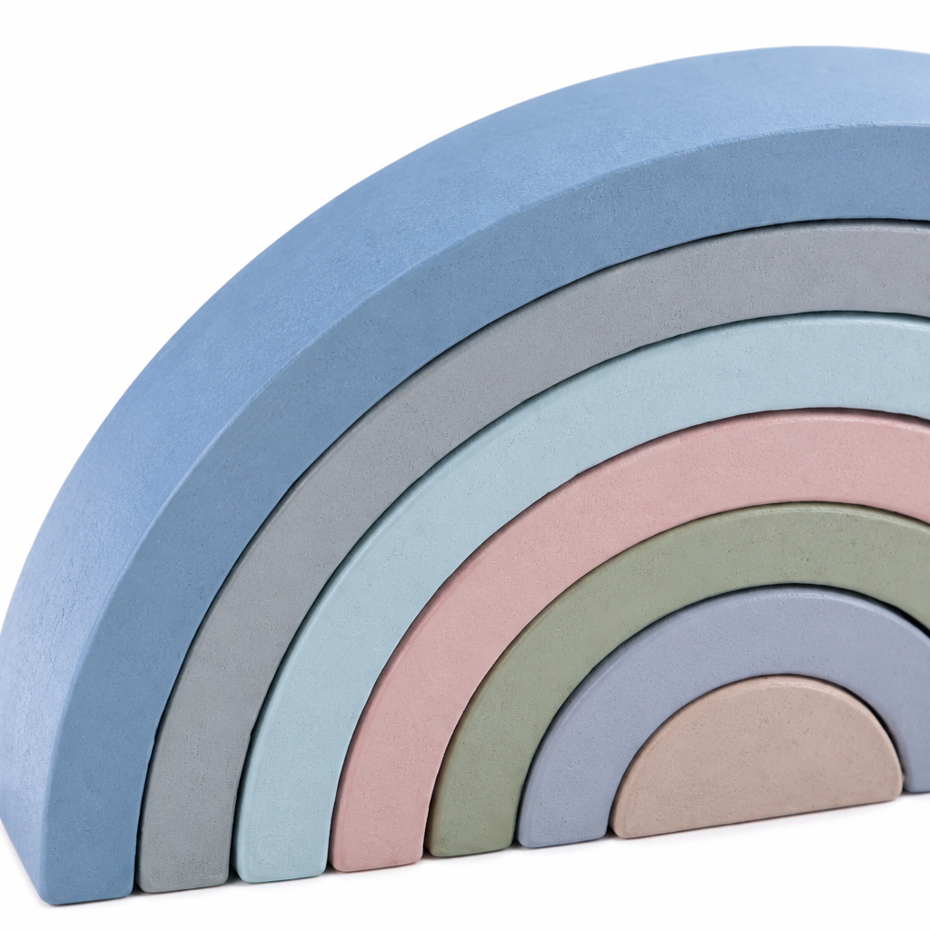 Misty Blue Wooden Rainbow Stacking & Building Blocks