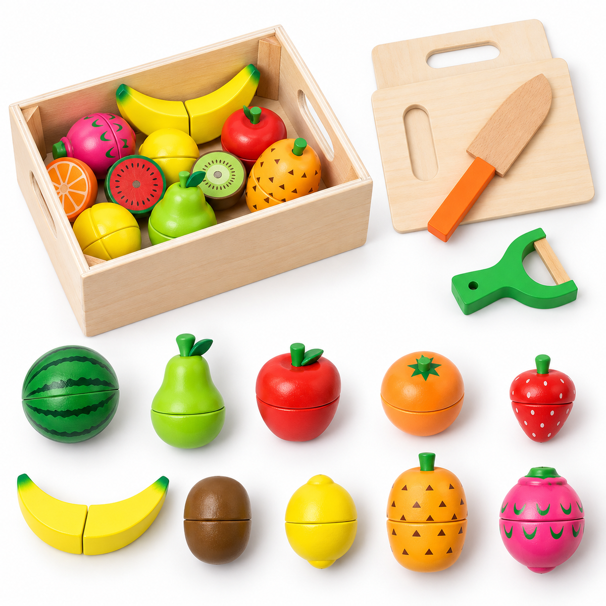 Wooden Fruit & Vegetable Cutting Kitchen Play Set