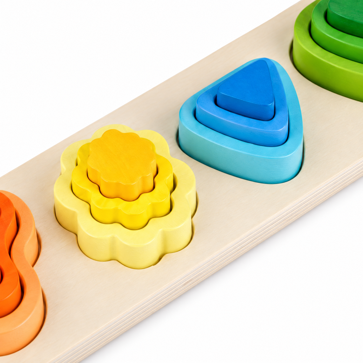 Wooden Gradient Shape Stacking & Size Matching Board 5 Column