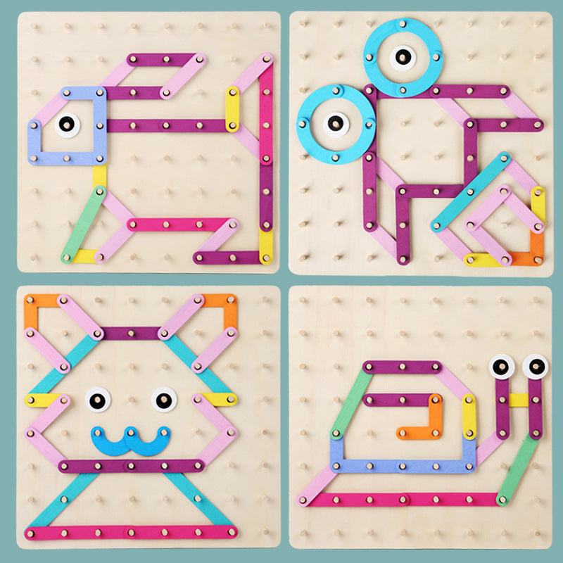 Wooden Pattern Pegboard Set