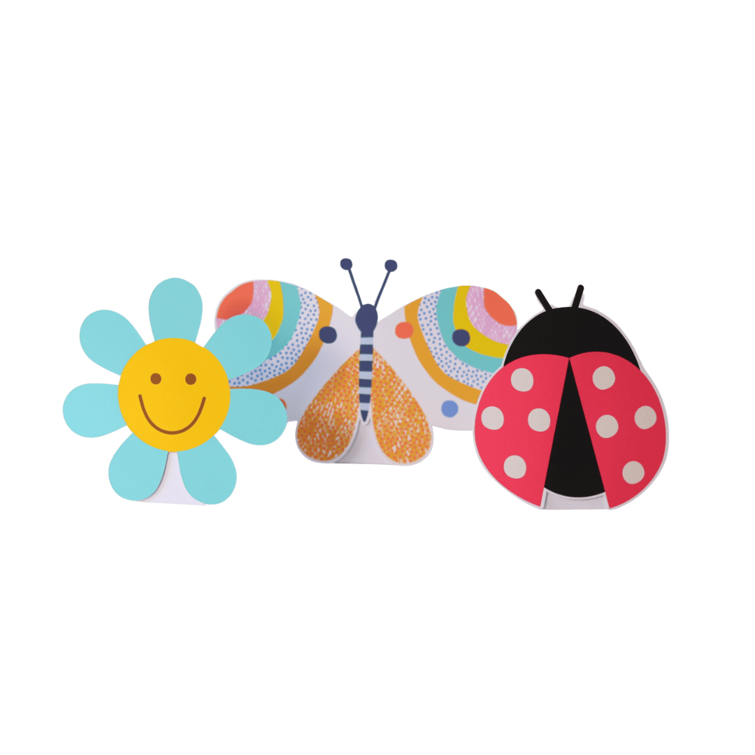 Colorful Flowers Table Totems – Set of 3 Decorative Stands