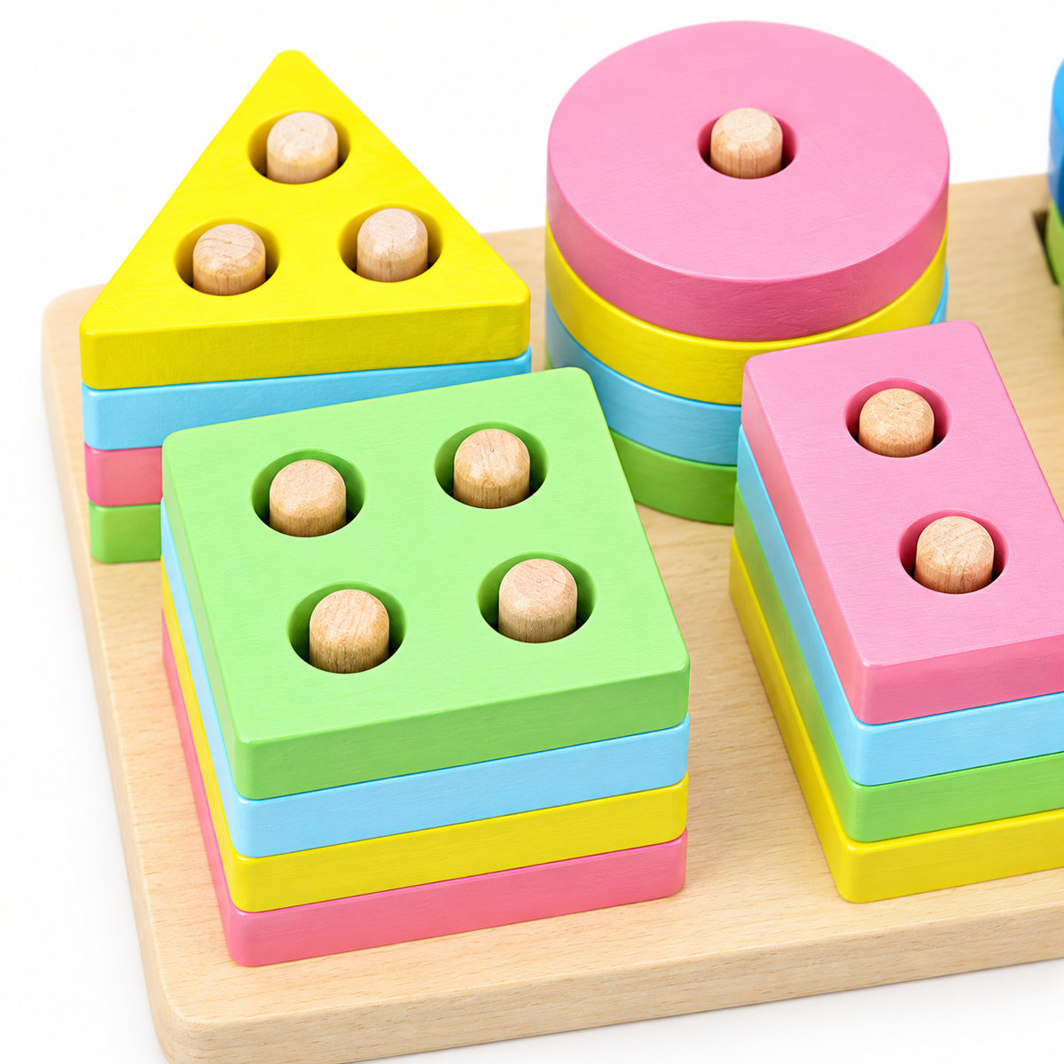 Wooden Magnetic Fishing & Geometric Shape Stacking Board