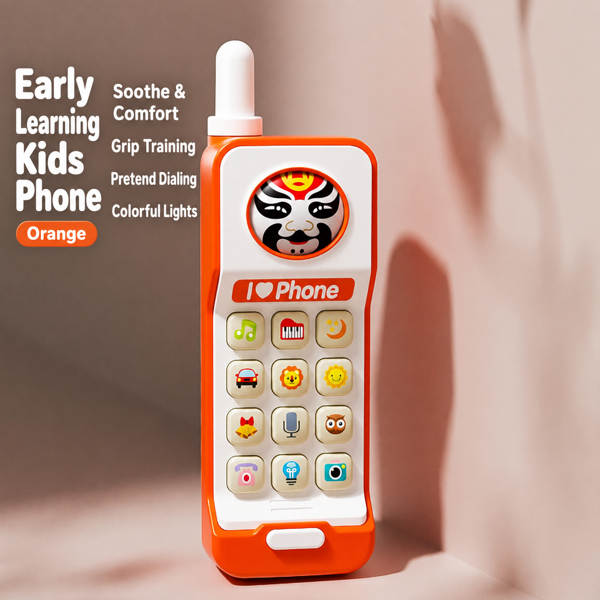 Kids Face-Changing Pretend Mobile Phone Toy with Music & Interactive Buttons