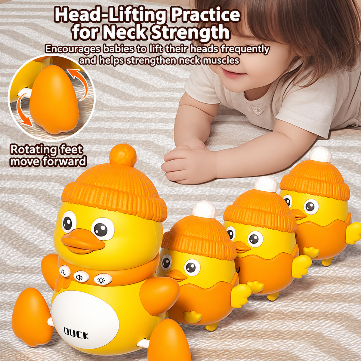 Electric Wobbling Duck Crawling Toy with Lights & Music
