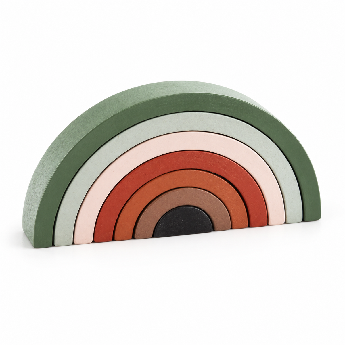 Forest Green & Brown Wooden Rainbow Stacking Blocks