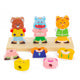 Wooden animal dress-up mix and match toy with interchangeable character pieces