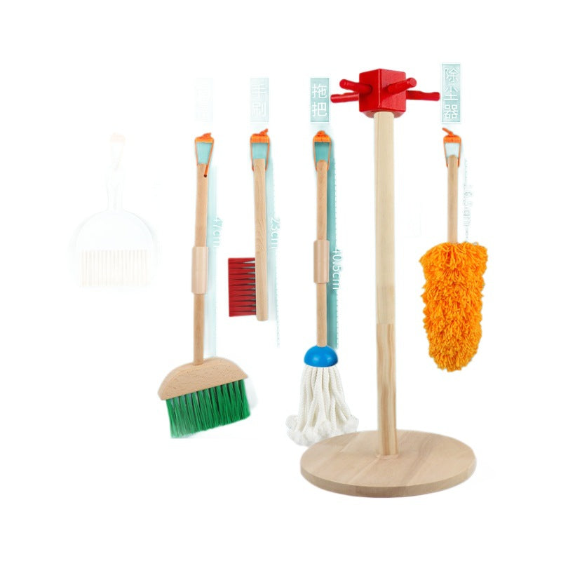Wooden Kids Cleaning Set with Broom, Mop & Dustpan