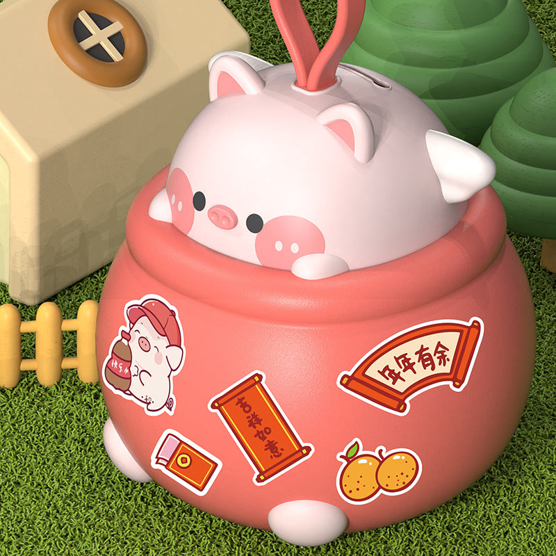 Cartoon Animal Piggy Bank with Handle – Large Capacity Kids Coin Saving Box