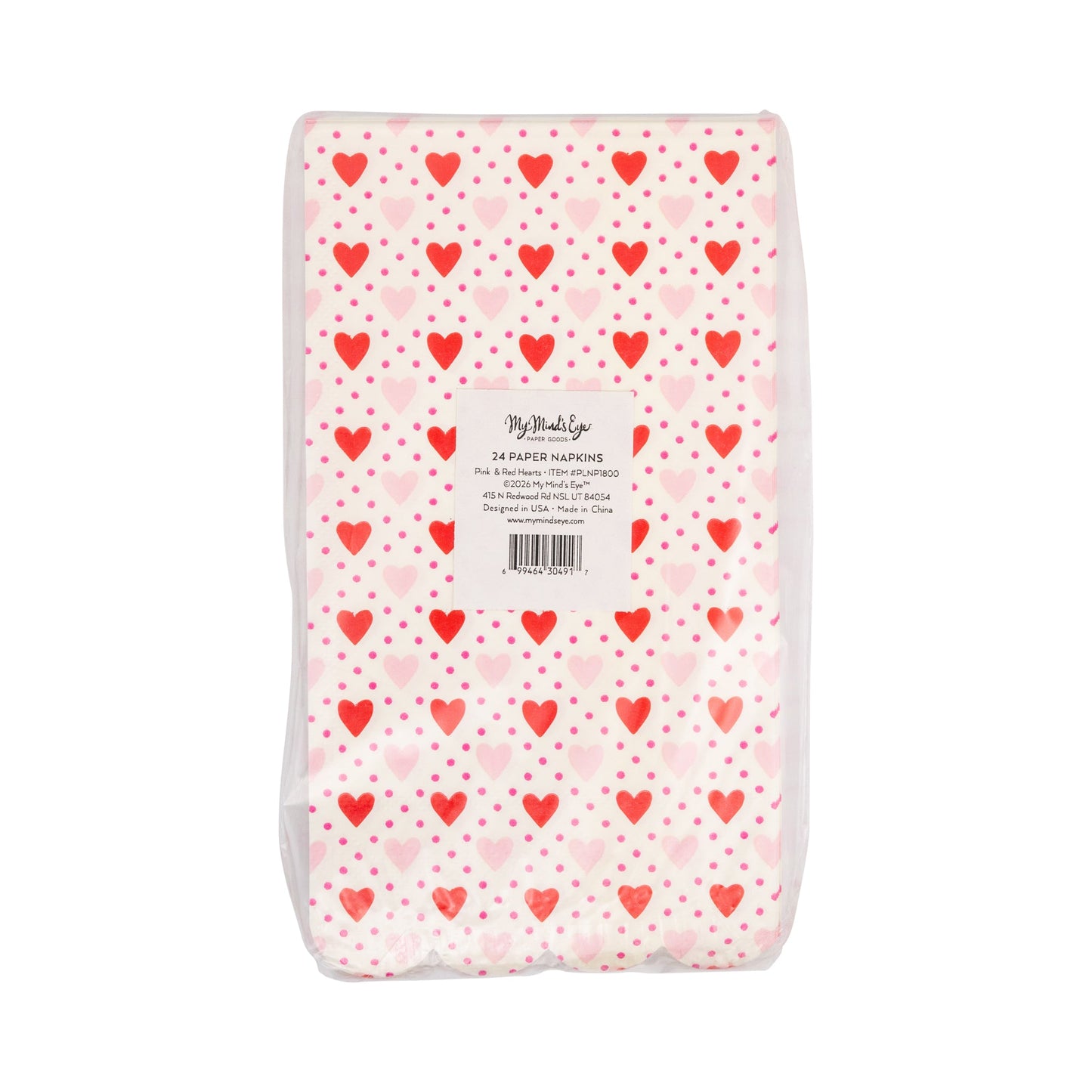 Pink and Red Heart Paper Guest Napkins, 24 ct