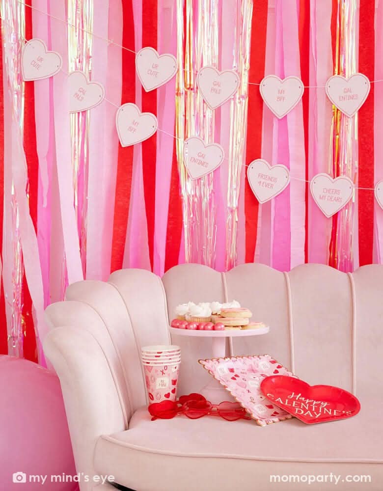 Valentine Paper Cups with Festive Icons – 12 oz Party Set of 8