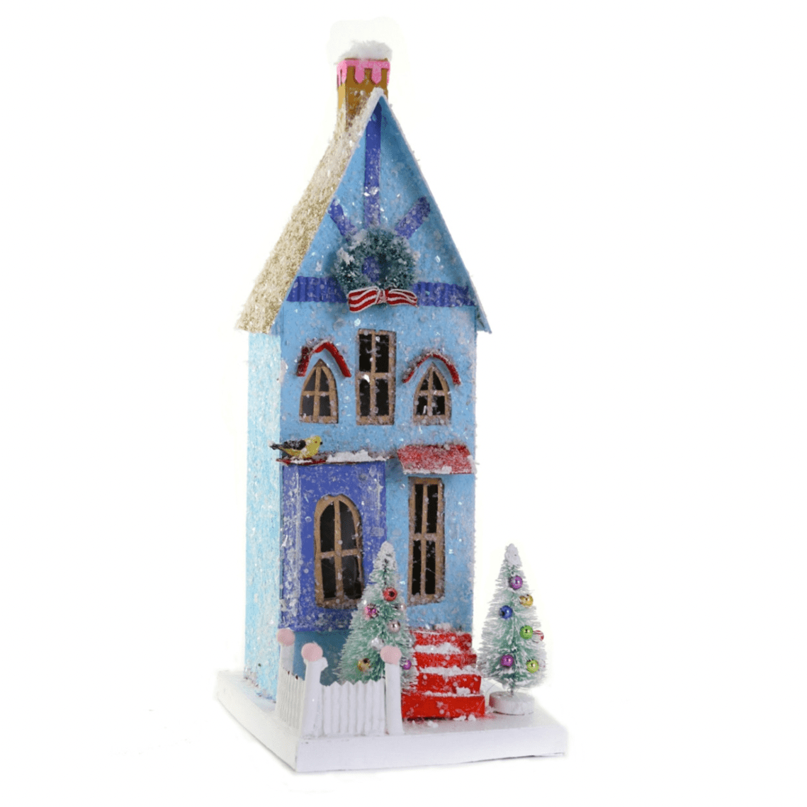 Holiday Village House – Blue Townhouse Christmas Decoration, 11.5 in