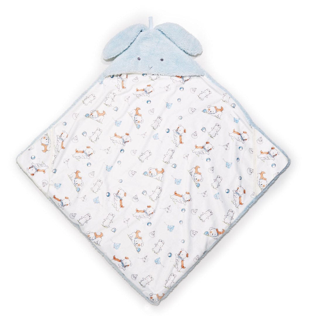 Hooded Baby Blanket – Bud Bunny & Skipit Pup Print, 28 x 28 in