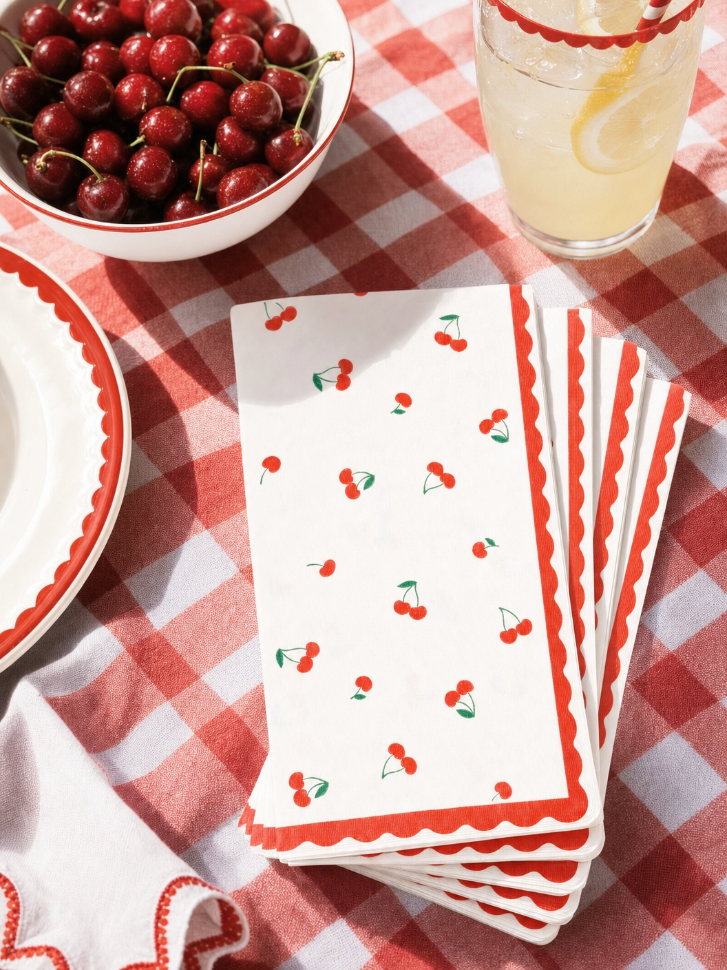 Cherry Pattern Paper Dinner Napkins