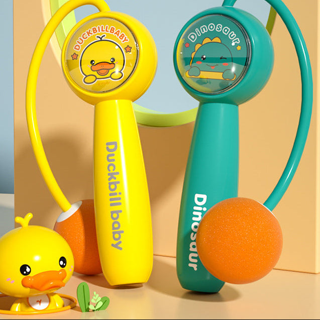 Yellow duck and green dinosaur skipping rope designs