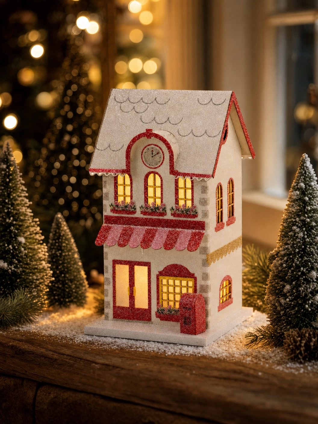 Valentine Post Office Paperboard Village Decor with Light