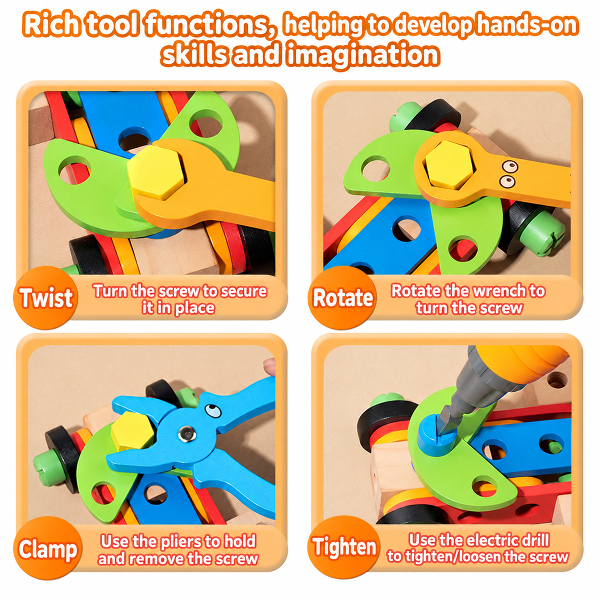 Wooden Dinosaur Tool Box Building Set
