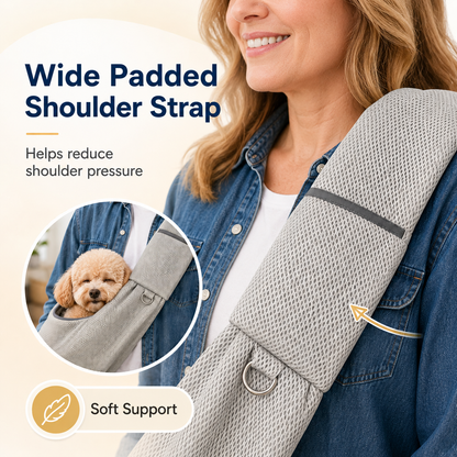 Crossbody Pet Sling Carrier for Small Dogs & Cats - Breathable Hands-Free Travel Bag for Walks, Errands & Vet Visits