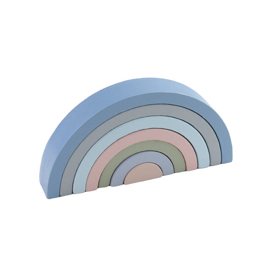 Misty Blue Wooden Rainbow Stacking & Building Blocks