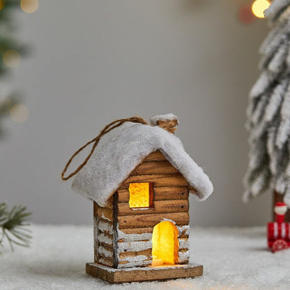 Light-Up Wooden Christmas House Tabletop Ornament