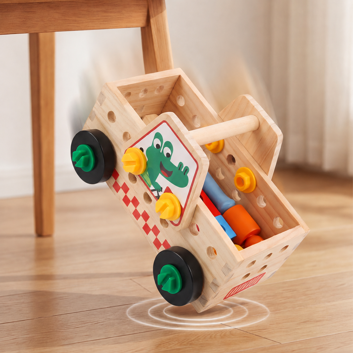 Montessori Wooden Bus Repair Screw & Nut Tool Se