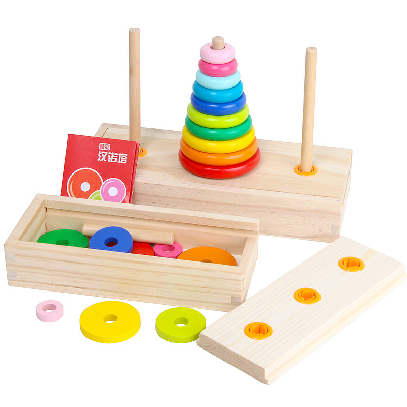Wooden Rainbow Stacking Rings Toy