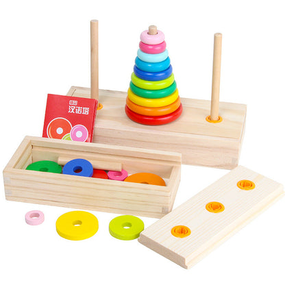 Wooden Rainbow Stacking Rings Toy