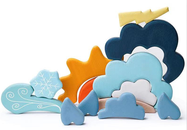 Montessori Wooden Rainbow Stacking Blocks Set