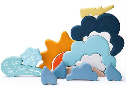 Montessori Wooden Rainbow Stacking Blocks Set