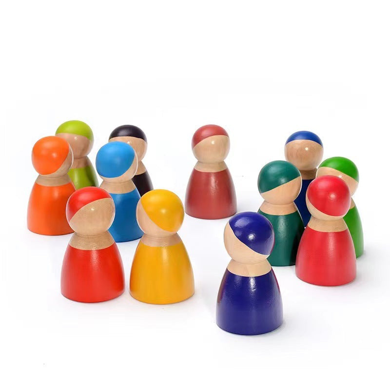 Montessori Wooden Rainbow Stacking Blocks Set