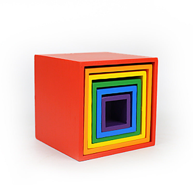 Montessori Wooden Rainbow Stacking Blocks Set