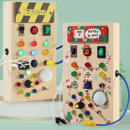 Wooden LED Busy Board with Switches & Lights