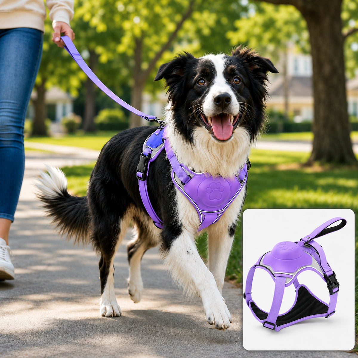 No-Pull Reflective Dog Harness with Built-In Retractable Leash for Safer Daily Walks