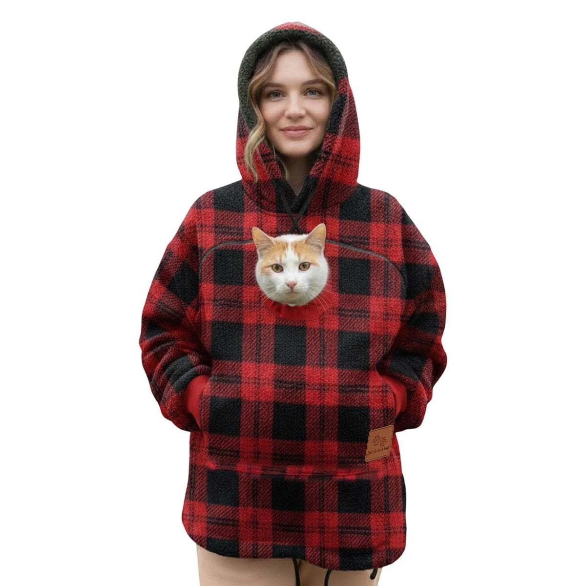 Pet Carrier Hoodie with Front Pouch - Cat & Small Dog Carrier Sweatshirt for Women & Men, Hands-Free Cuddle Hoodie, S-3XL
