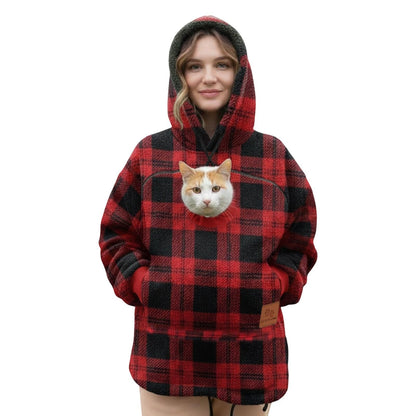 Pet Carrier Hoodie with Front Pouch - Cat & Small Dog Carrier Sweatshirt for Women & Men, Hands-Free Cuddle Hoodie, S-3XL
