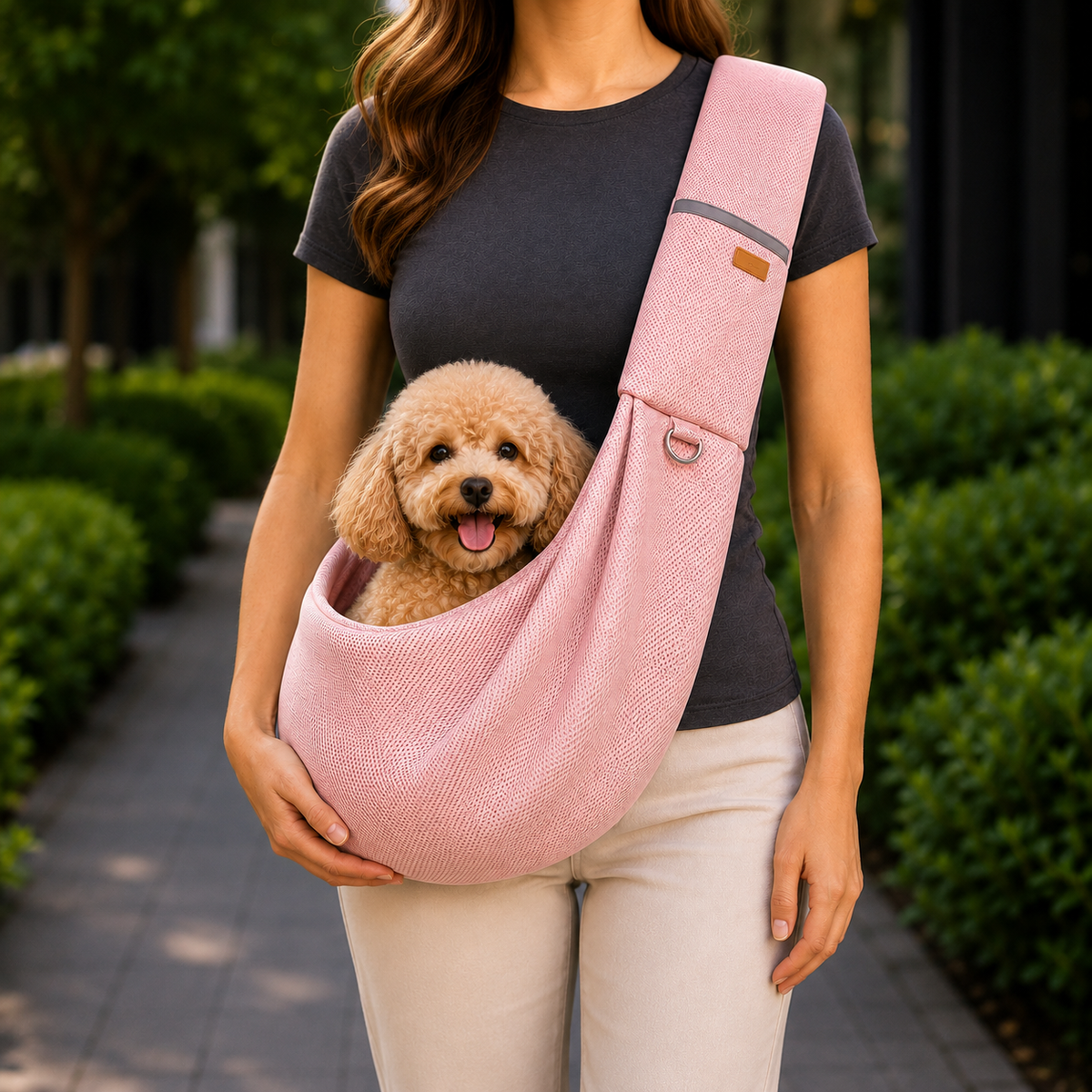 Crossbody Pet Sling Carrier for Small Dogs & Cats - Breathable Hands-Free Travel Bag for Walks, Errands & Vet Visits