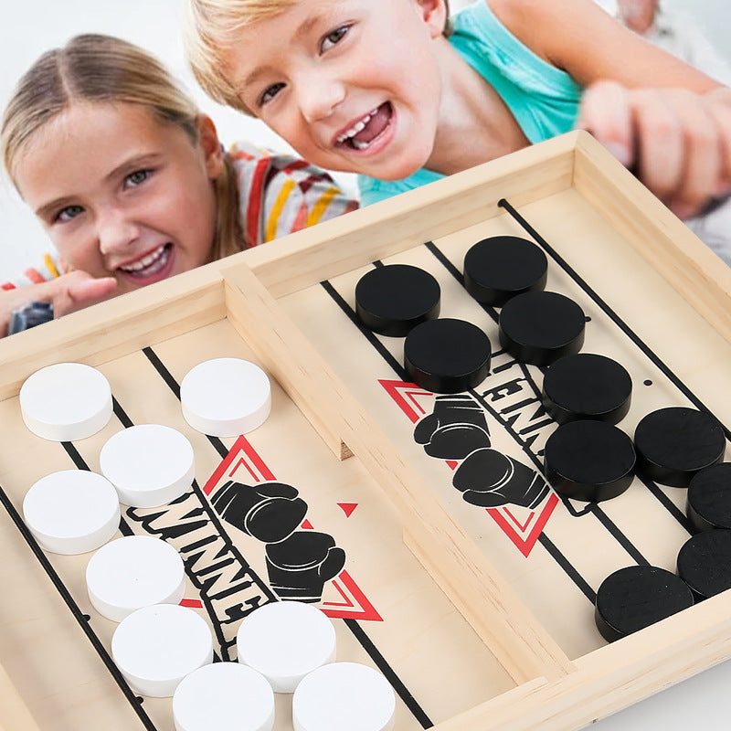 Wooden Fast Sling Puck Board Game for Kids & Families