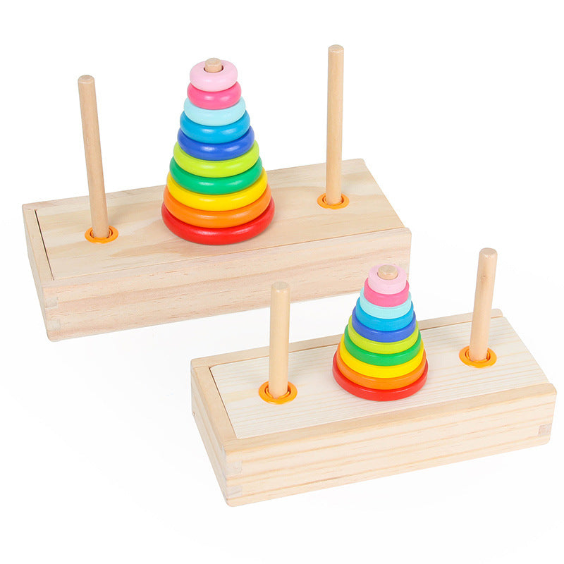 Wooden Rainbow Stacking Rings Toy