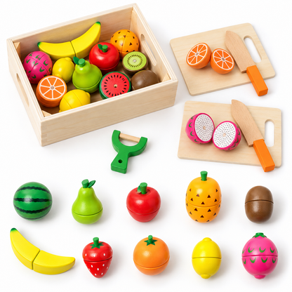 Wooden Fruit & Vegetable Cutting Kitchen Play Set