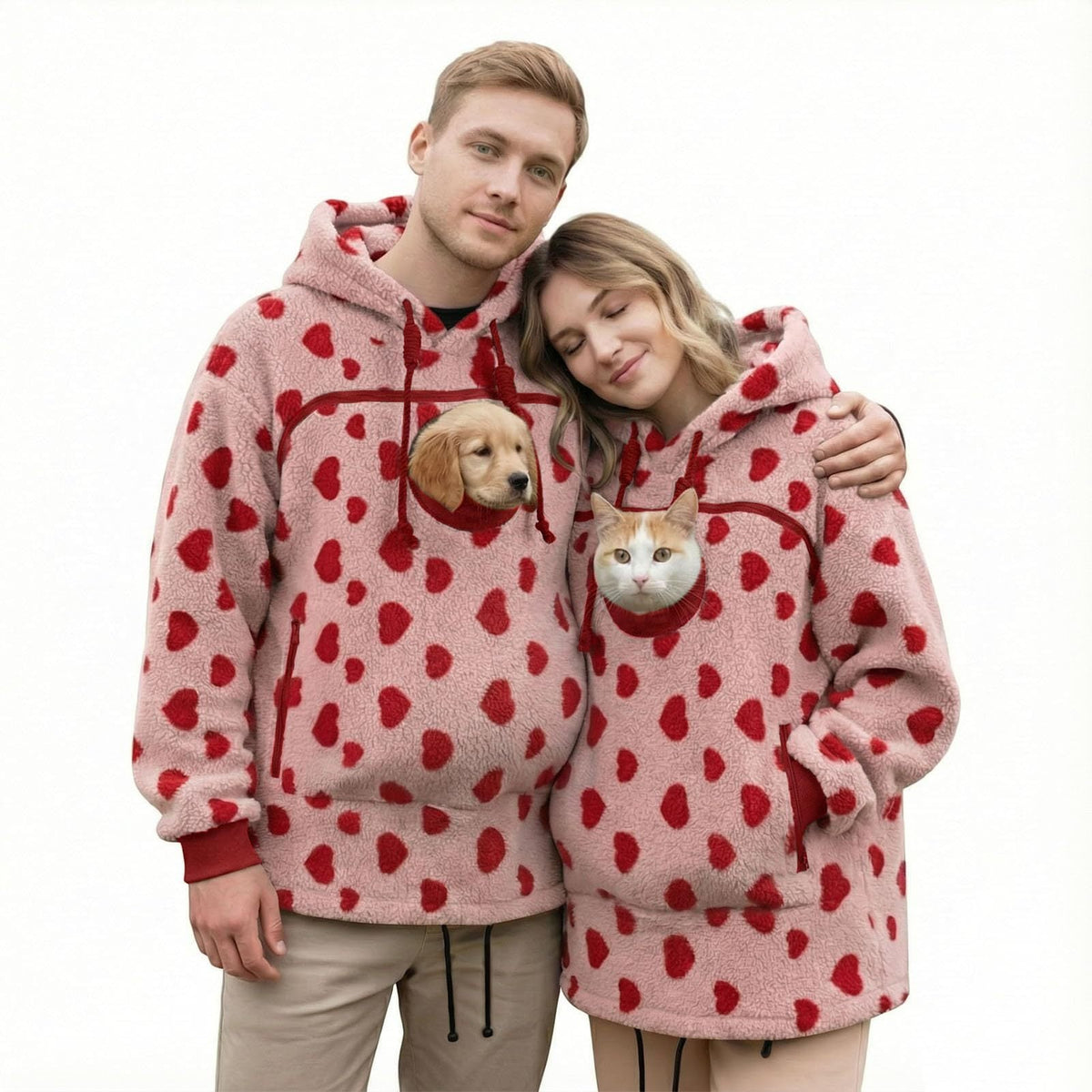 Pet Carrier Hoodie with Front Pouch - Cat & Small Dog Carrier Sweatshirt for Women & Men, Hands-Free Cuddle Hoodie, S-3XL