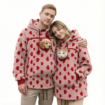 Pet Carrier Hoodie with Front Pouch - Cat & Small Dog Carrier Sweatshirt for Women & Men, Hands-Free Cuddle Hoodie, S-3XL