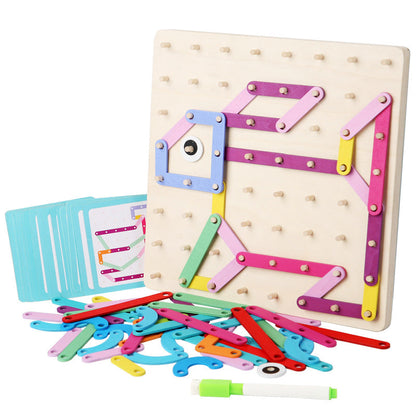 Wooden Pattern Pegboard Set