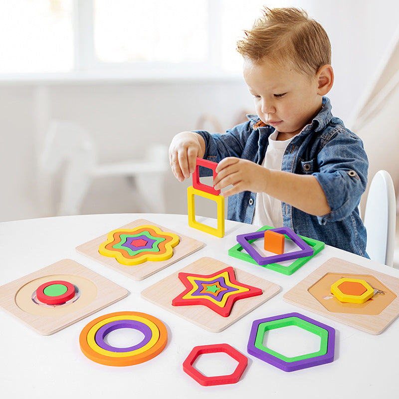 Montessori Wooden 3D Geometric Shape Puzzle