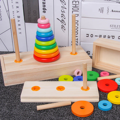 Wooden Rainbow Stacking Rings Toy