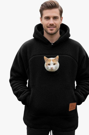 Pet Carrier Hoodie with Front Pouch - Cat & Small Dog Carrier Sweatshirt for Women & Men, Hands-Free Cuddle Hoodie, S-3XL