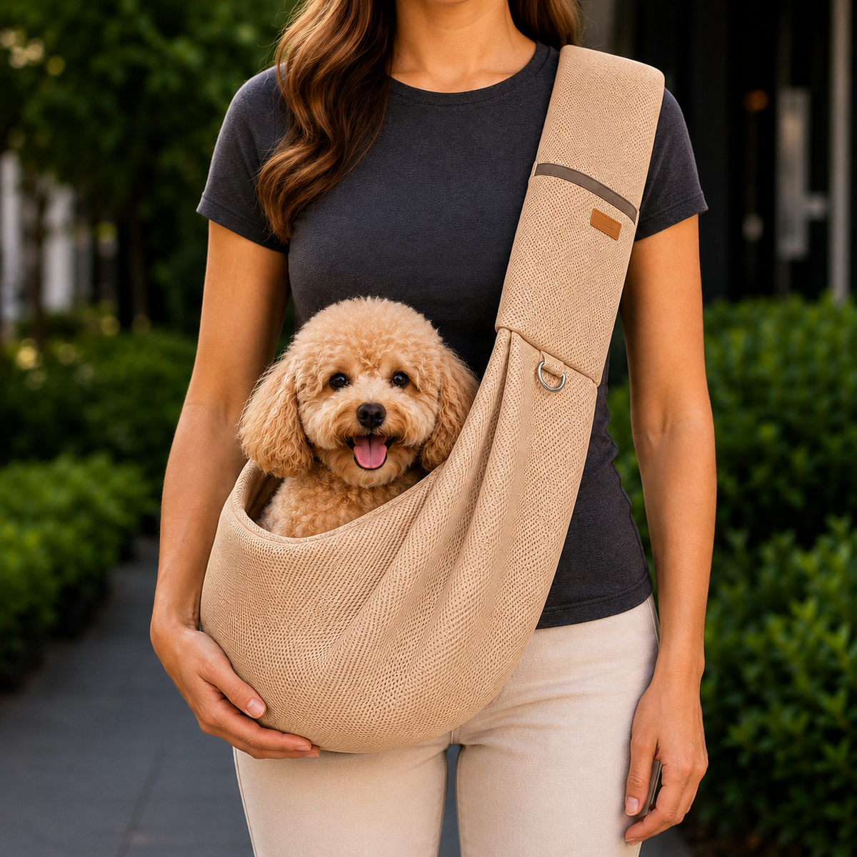 Crossbody Pet Sling Carrier for Small Dogs & Cats - Breathable Hands-Free Travel Bag for Walks, Errands & Vet Visits