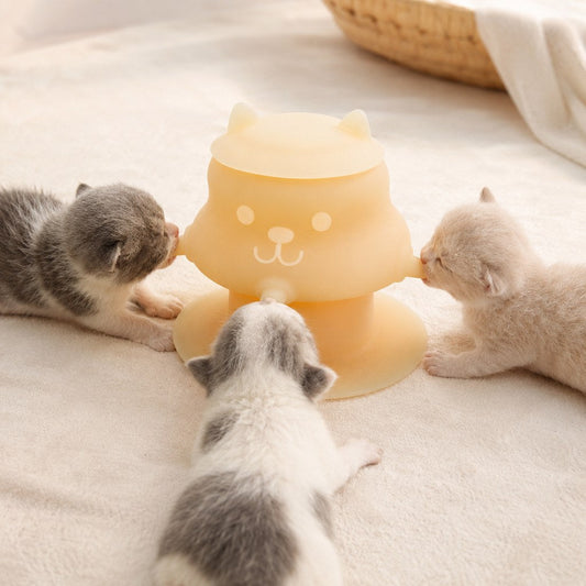 4-Nipple Silicone Nursing Feeder for Kittens & Puppies - Easier Litter Feeding with a Suction Base