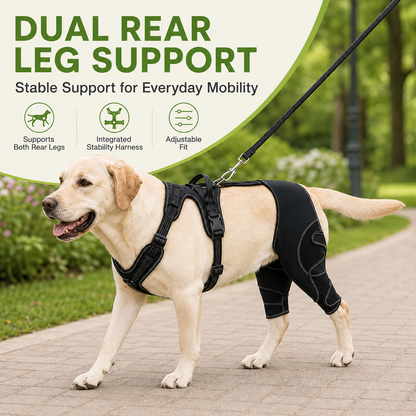 Dual Rear Leg Dog Support Brace with Harness - Walking Stability for Weak Hind Legs