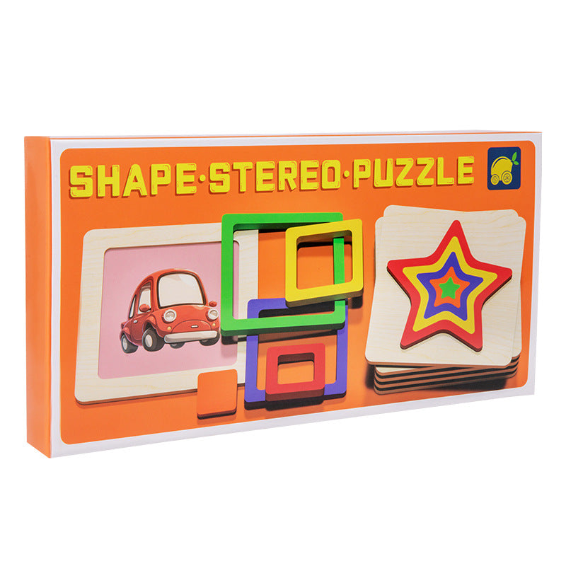Montessori Wooden 3D Geometric Shape Puzzle