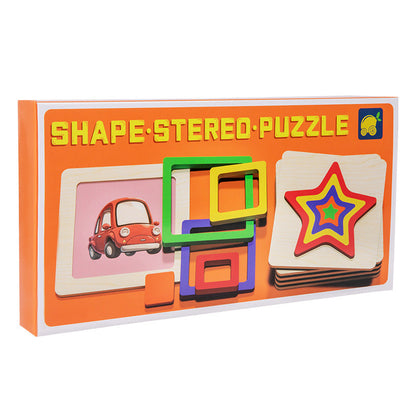 Montessori Wooden 3D Geometric Shape Puzzle