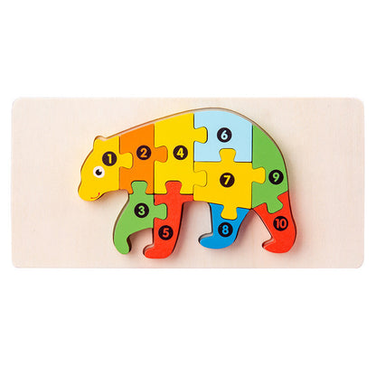 Wooden Animal Number Puzzle